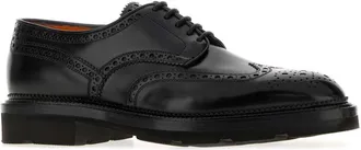 Santoni Mens Rondine Oxford Black Leather