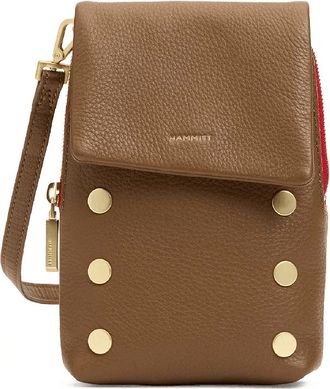 Hammitt Hammitt VIP Mobile Mahogany Pebble Brushed Gold Red Zip