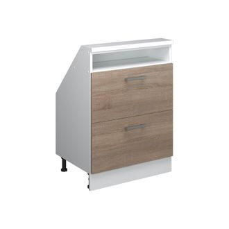 Vicco Armario De Cocina Para Techo Inclinado R-line, Sonoma/blanco, 60 Cm Con 2 Cajones, Vicco