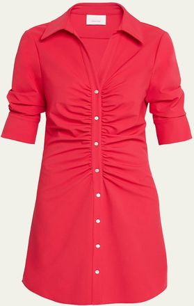 Cinq &agrave; Sept Elina Ruched Button-Front Mini Dress