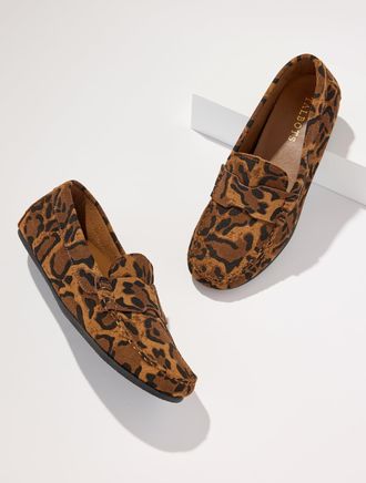 Talbots Parker Suede Moccasins Shoes - Printed - Dark Brown - 10 1/2 M Talbots