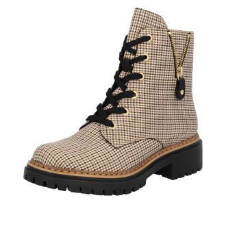 Rieker Schn&uuml;rstiefelette RIEKER, Damen, Gr. 40, beige, schwarz, Textil, Glanzfaden, Schuhe Schn&uuml;rstiefelette, Schn&uuml;rboots, Herbstboots, Profilsohle, Blockabs