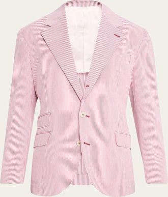 Brunello Cucinelli Mens Cotton-Blend Single-Breasted Jacket