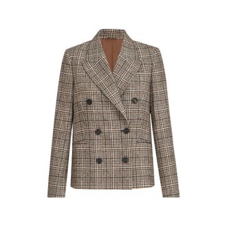Brunello Cucinelli Alpaca And Wool Prince Of Wales Blazer With Monili