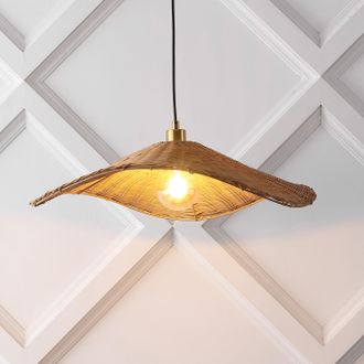 Jonathan Y Designs Miko Modern Coastal Organic Curve Rattan LED Pendant