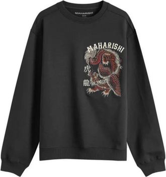 maharishi Geborduurde Tijger Draak Sweatshirt - Heren - Sweatshirts - Zwart - XL - Katoen - Hoodies & sweatvesten