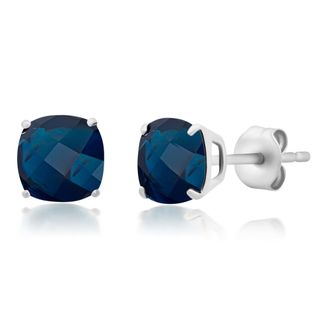 MAX + STONE 925 Sterling Silver 6mm Cushion Cut Gemstone Stud Earrings