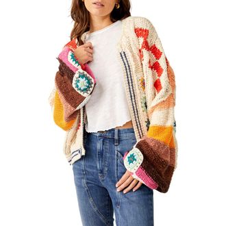 Free People Clear Skies Cardigan in Cream Combo at Nordstrom Rack, Size Small