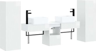vidaXL Juego De Muebles De Ba&ntilde;o 5 Uds. Blanco Brillante Vidaxl
