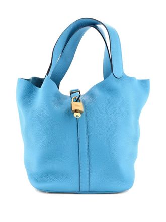 Herm&egrave;s Picotin Lock Bag Clemence GM bucket bag - women - Calf Leather - One Size - Blue