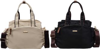 Generic Women Nylon Large Capacity Shoulder Bag with Zipper for Outings Commuting(Black)