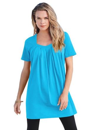 Roaman's Ultimate Pleatneck Tunic in Ocean at Nordstrom, Size 6X