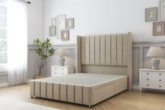 Sloomy Melbourne Coniston Divan Base 2 Drawers -54 Wingback 12 Footboard in Cream | Size: Double