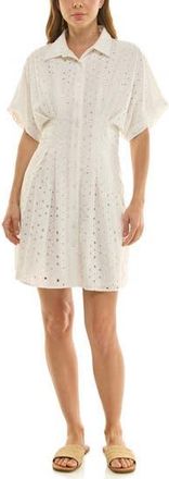 Nicole Miller Cotton Broderie Anglaise Mini Shirtdress in Brilliant White at Nordstrom Rack, Size 16