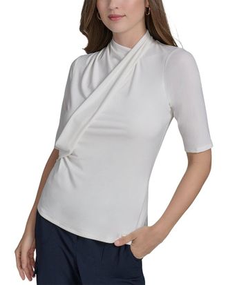 Halston Heritage Drape Front Jersey Top