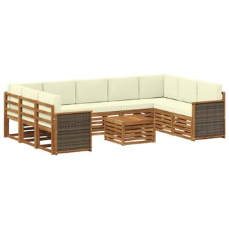 vidaXL Conjunto De Sof&aacute;s De Exterior 10 Uds. Natural Y Crema Vidaxl
