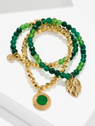 Talbots Vespera Stretch Bracelet Set - Grove Green / Gold - 001 Talbots