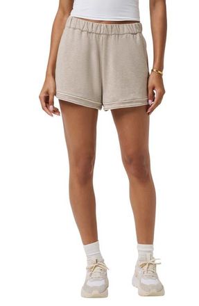 Travis Mathew Cloud Terry Varsity Shorts in Heather Soft Taupe at Nordstrom, Size X-Large