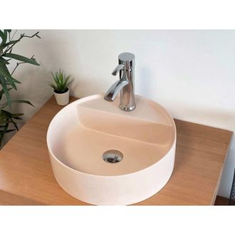 Ambra Ambra - Lavabo Semiencastrado - 42,5 Cm - Solid Surface - Beige Rosado - Aur&eacute;lie