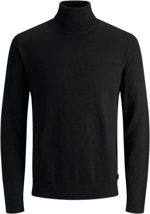 Jack & Jones Zwarte Trui met Lange Mouwen - Heren - Coltruien - Zwart - L - Katoen - Truien & Vesten