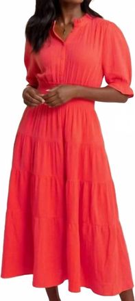 Southern Tide Christa Short Sleeve Maxi Dress In Sunset Coral