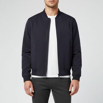 Theory Navy Blue Gabardine James Bomber Jacket