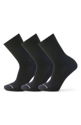 Smartwool 3-Pack Everyday Solid Rib Crew Socks in Everyday Black at Nordstrom, Size Medium