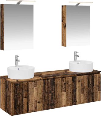 vidaXL Juego De Muebles De Ba&ntilde;o 5 Uds. Madera Envejecida Vidaxl