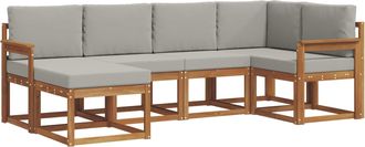 vidaXL Conjunto De Sof&aacute;s De Exterior 6 Uds. Gris Natural Y Claro Vidaxl