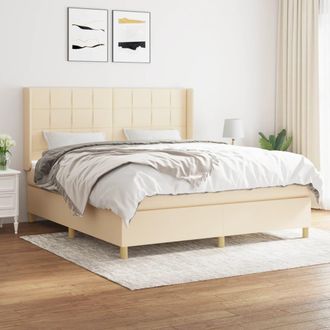 vidaXL Vidaxl - Cama Box Spring Con Colch&oacute;n Tela Color Crema 180x200 Cm