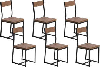Beliani Set 6 Sedie Da Giardino In Mdf Colore Legno Scuro E Cuscino Di Seduta Laredo