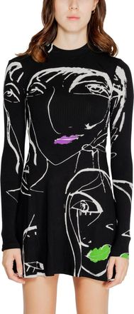Desigual Black Print Long Sleeve Dress