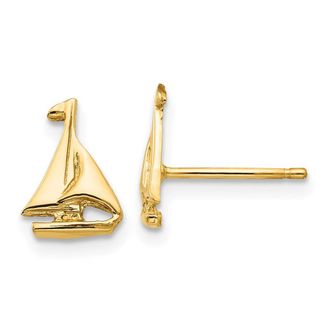 Diamond2Deal 10k Yellow Gold Sail Boat Shape Stud Earrings L 10mm, W 7mm