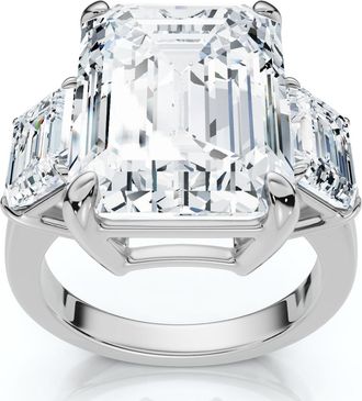 Pompeii3 Certified 12Ct Emerald Cut Diamond Engagement Ring 14k Gold/Platinum Lab Grown