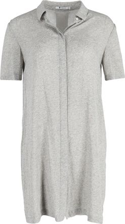 Alexander Wang Mini Fray Detail Shirt Dress in Grey Cotton