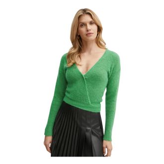 Simona Corsellini Truien & Vesten, Dames, Groen, XS, Dunjakke i tyndt strik