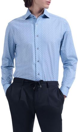 Bugatchi Devon OoohCotton Circle Print Button-Up Shirt in Air Blue at Nordstrom, Size Xxx-Large