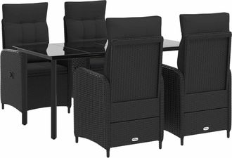 vidaXL Conjunto De Comedor De Jard&iacute;n 5 Uds. Negro Rat&aacute;n Sint&eacute;tico Vidaxl