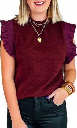 THML Clothing Sienna Ruffled Top In Burgundy