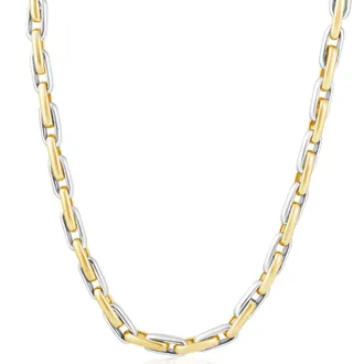 Pompeii3 Mens Long Round 14k Gold (100gram) or Platinum (188gram) 6.5mm Link Chain Necklace 22