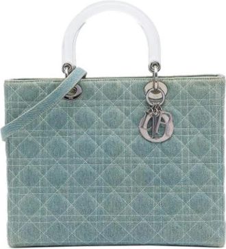Dior Pre-owned Lady Satchel - Dames - Vintage Handtas - Blauw - ONE Size - Denim - Vintage