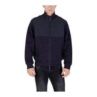 A|X Armani Exchange Zip-throughs, male, Blue, Size: XS Zip Fastening Long Sleeve Blazer with Front Pockets