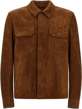 Tom Ford Brown Textured Shirt Collar Jacket