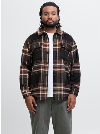 Jack & Jones Plus Size Langarmhemd JJEBRADLEY OLLIE OVERSHIRT LS NOOS PLS, Herren, Gr. 4XL, N-Gr, monks robe, Web, Obermaterial: 70% Polyester, 20% Polyacryl, 8% Nylon, 2% V