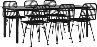 vidaXL Juego De Comedor De Jard&iacute;n 7 Piezas Rat&aacute;n Sint&eacute;tico Negro Vidaxl