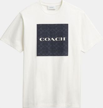 Coach Mens Signature T-Shirt In Organic Cotton - White - Size Medium