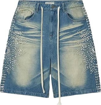 Vale Sirens crystal jean shorts - men - Cotton - 36 - Blue