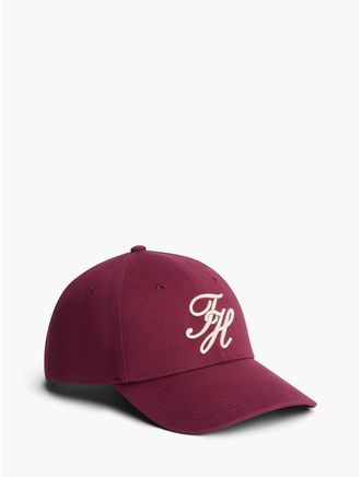 Tommy Hilfiger Womens Embroidered Script Monogram Baseball Cap - Burgundy