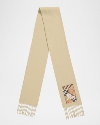Burberry Cashmere Scarf W/ Logo Patch