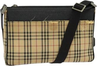 Burberry Pre-owned Vintage Canvas Schoudertas - Dames - Vintage Schoudertas - Beige - ONE Size - Leer - Vintage